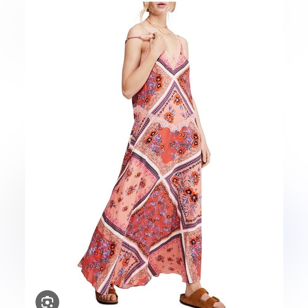 Free People Floral Maxi Dress - Pink and Blue